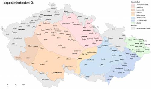  Mapa nářečních oblastí ČR